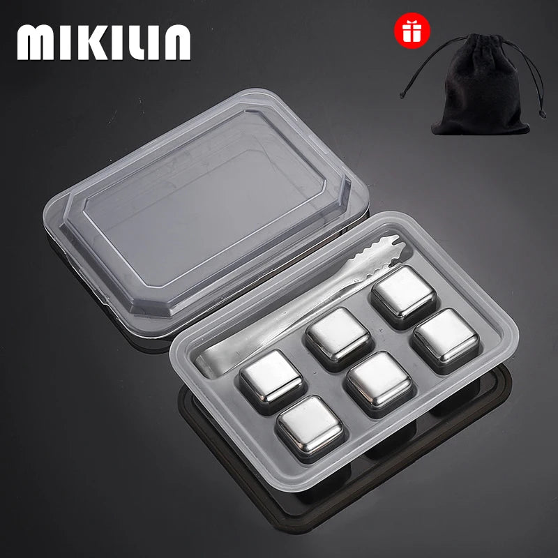 Reusable Stainless Steel Whiskey Ice Cubes Set
