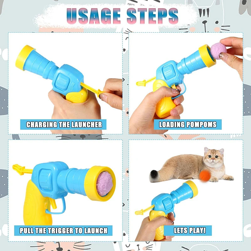Interactive Cat Toy Mini Shooting Plush Ball
