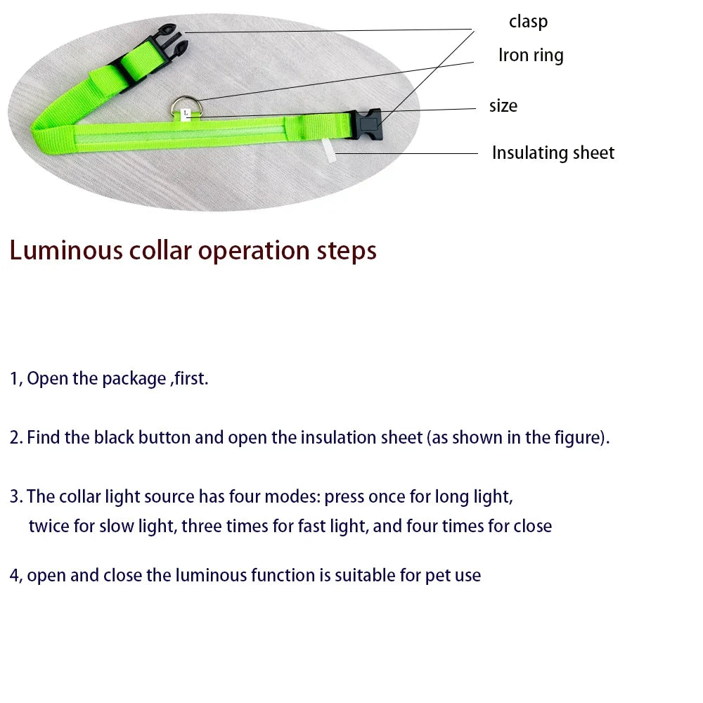 LED Nylon Dog Leash & Glowing Collar - Clickilix