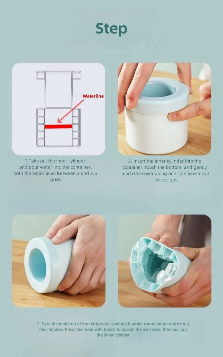 Mini Silicone Ice Cube Mold & Storage Bucket