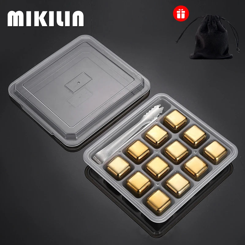 Reusable Stainless Steel Whiskey Ice Cubes Set