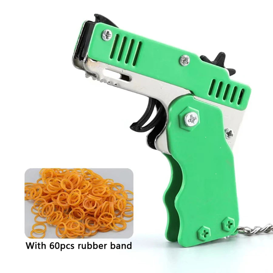 Mini Metal Rubber Band Launcher Keychain Toy