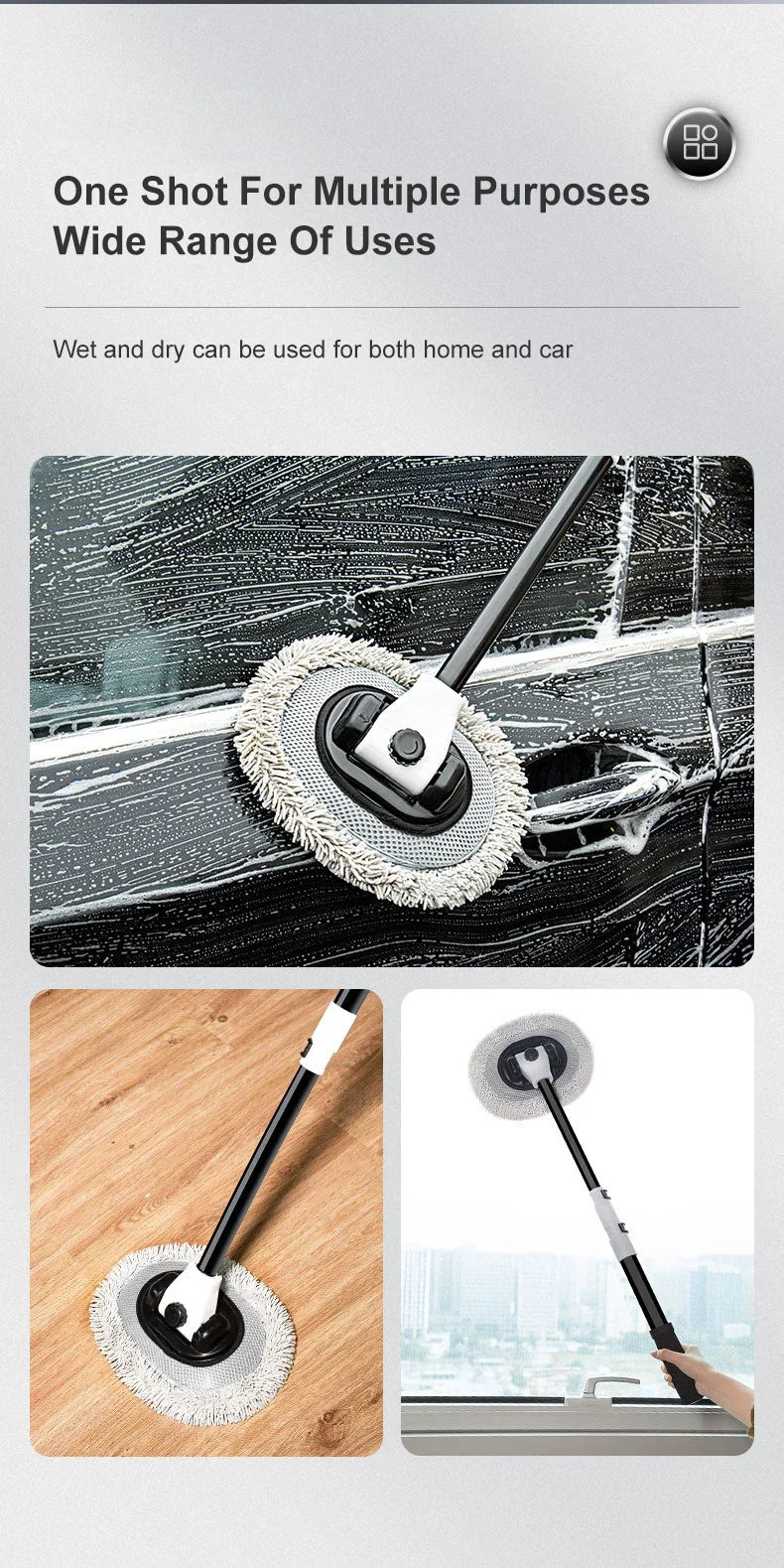 Telescopic Car Wash Mop – Reach Every Inch, Scratch-Free!