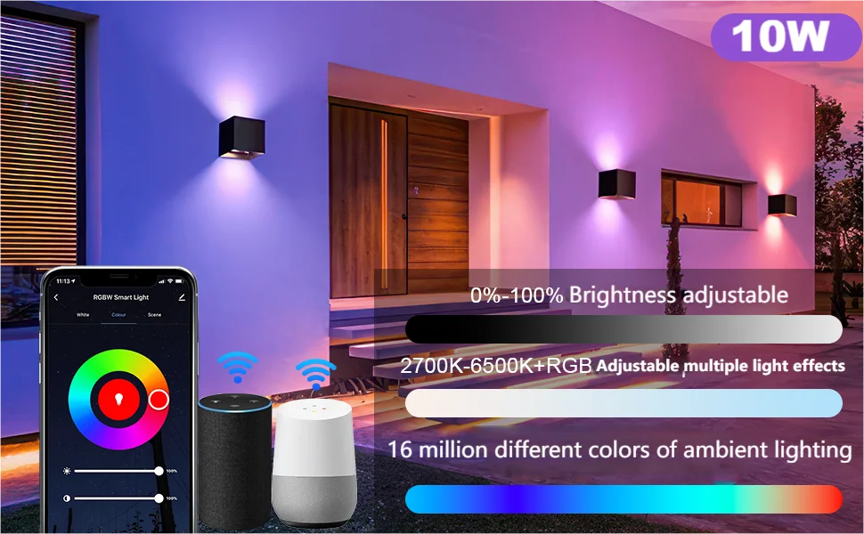 Smart WiFi LED Wall Lamp with RGBCW Colors