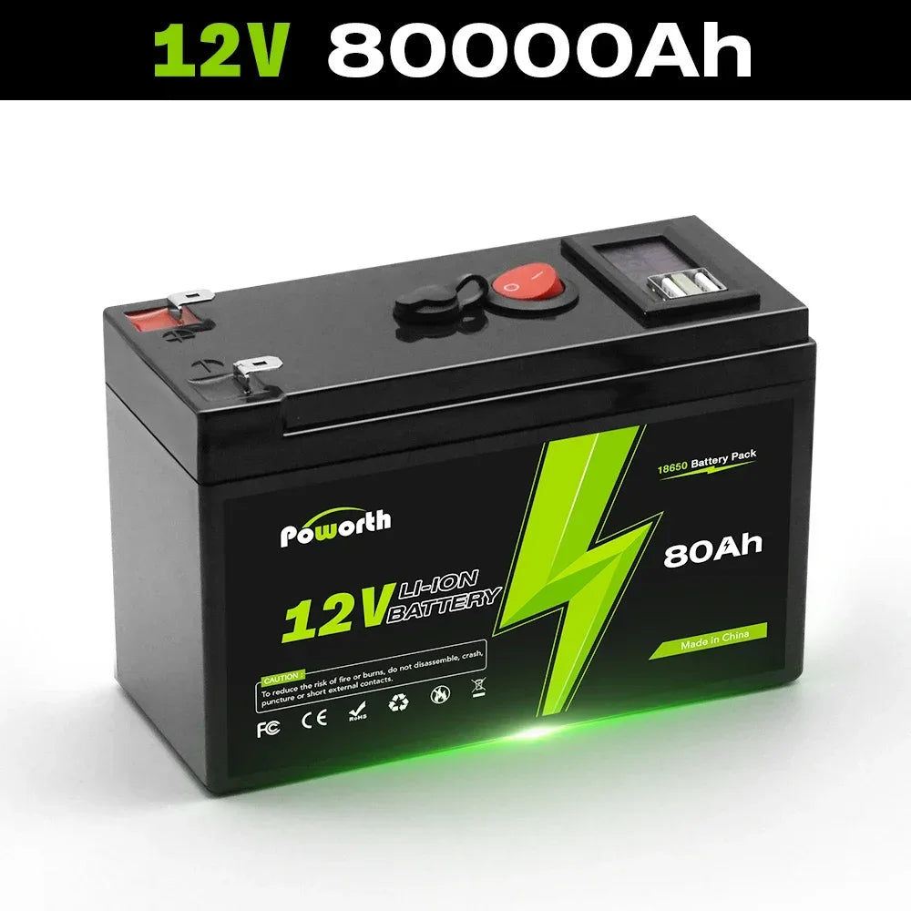 12V 150Ah Lithium Battery with BMS, 2000+ Cycles