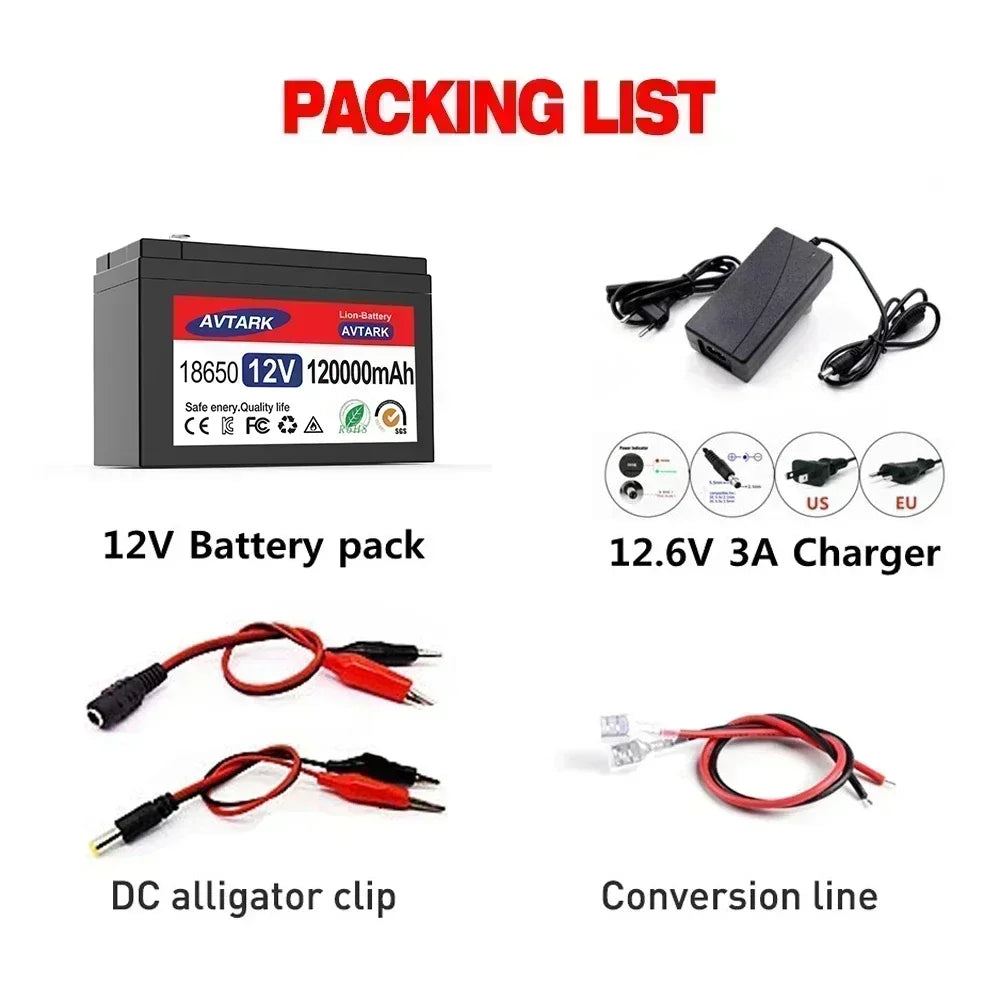 12V LiFePO4 Battery Pack with BMS + Charger