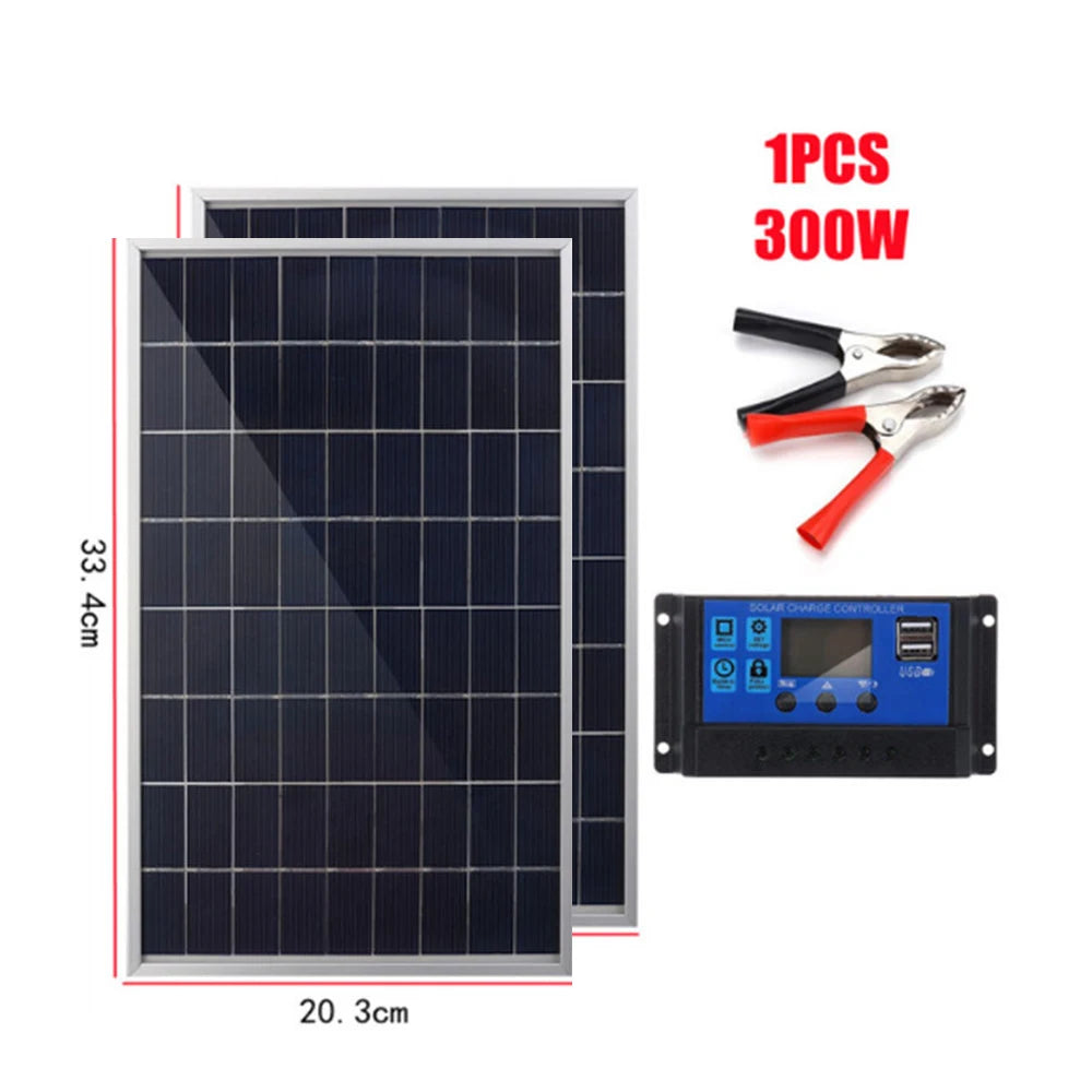 300W-600W Solar Power Kit with USB Port – Durable 12V Panel