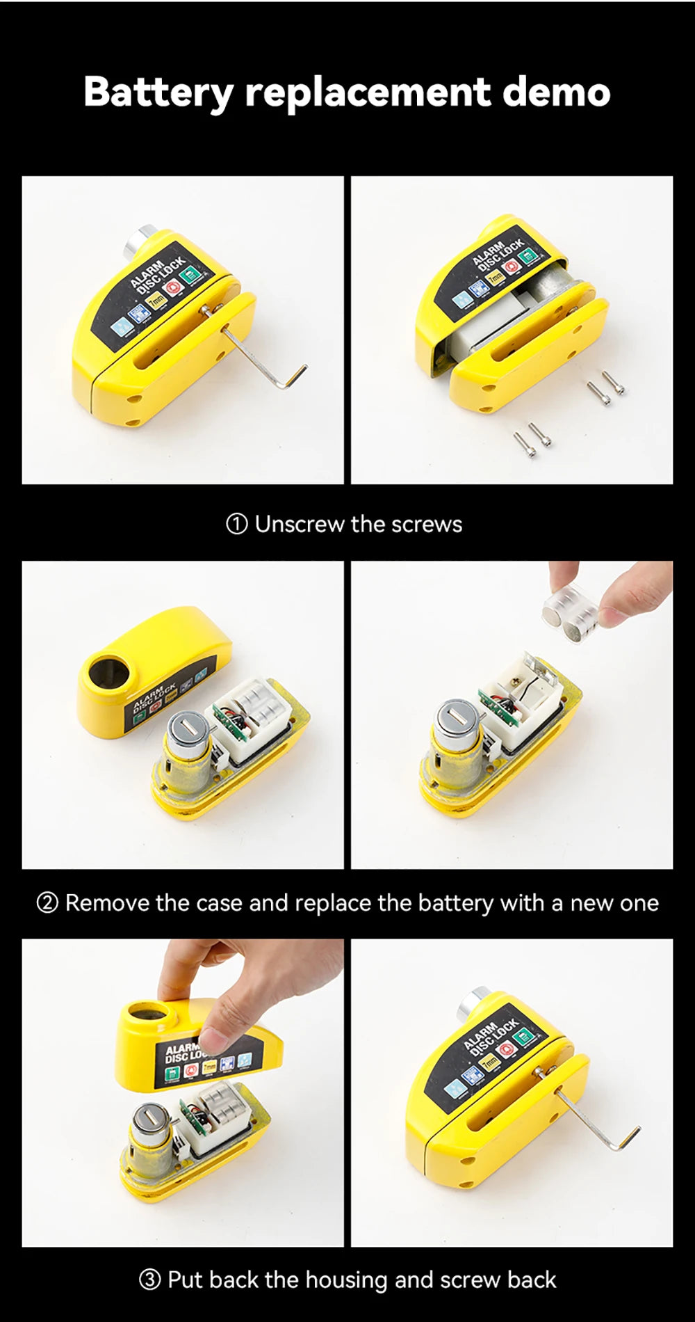 120dB Waterproof Motorcycle Disc Brake Alarm Lock
