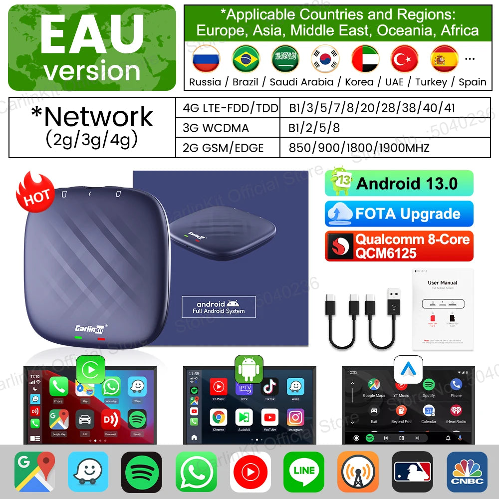 CarlinKit Android 13 AI Box – Wireless CarPlay with Smart TV Power!