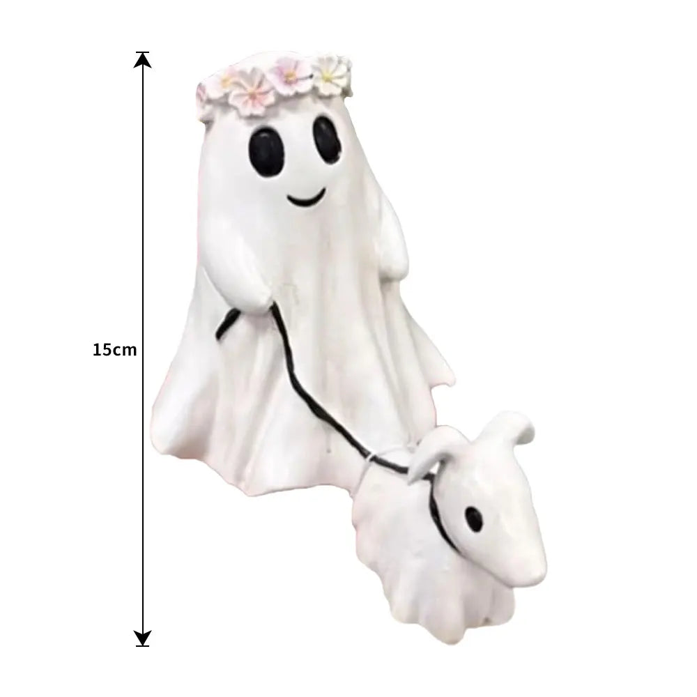 Halloween Ghost Walking Dog Resin Statue