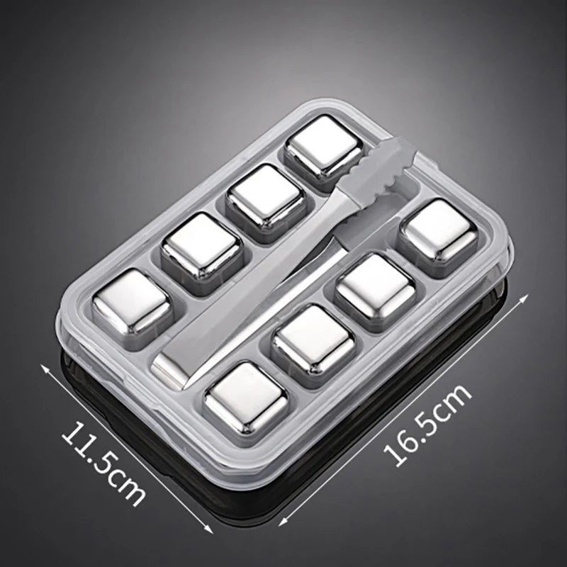 Reusable 304 Steel Whiskey Ice Cubes Set