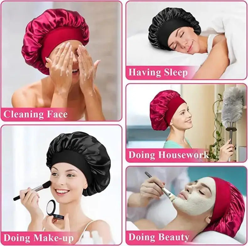 Silk Nightcap for Women with Wide Brim