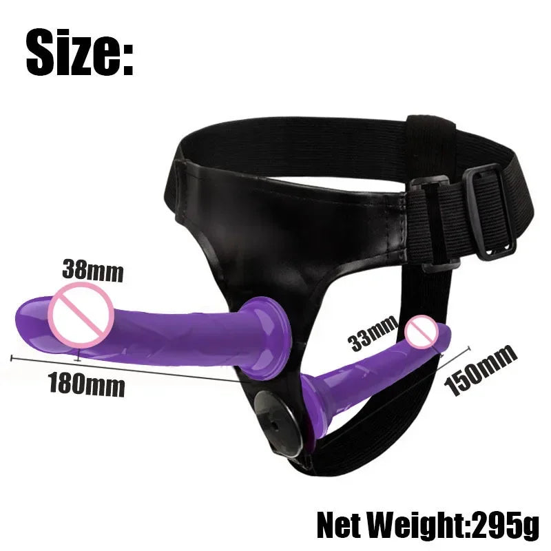 Double Strap-On Dildo with Elastic Harness