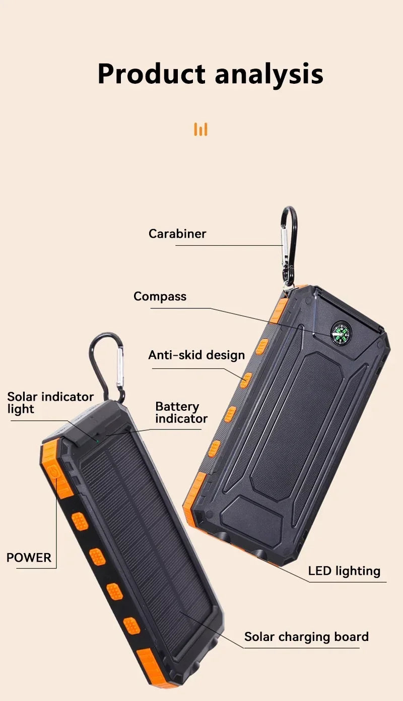 200000mAh Solar Power Bank Fast Charging