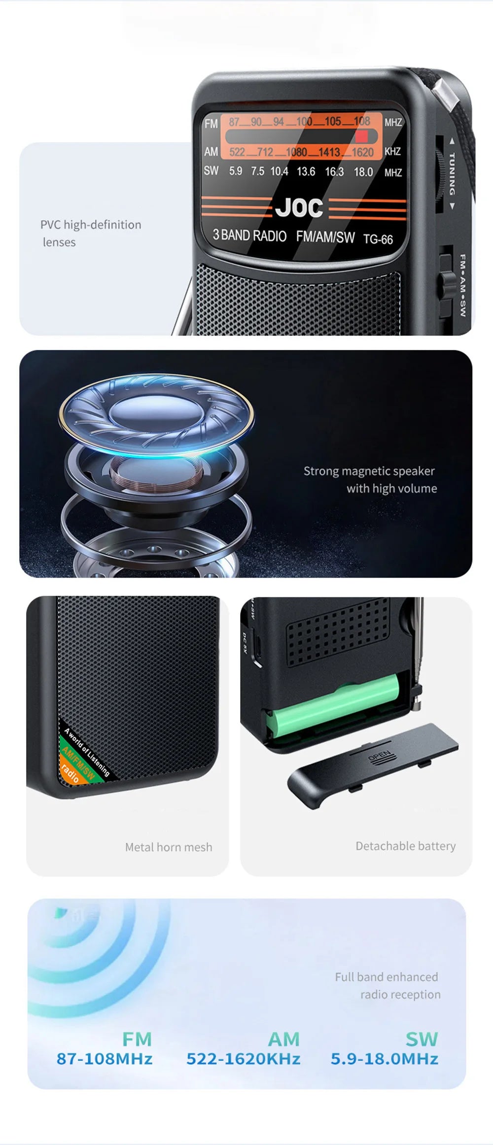 Stay tuned on the go with this mini pocket radio!