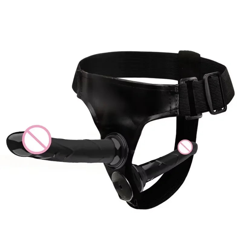 Double Strap-On Dildo with Elastic Harness