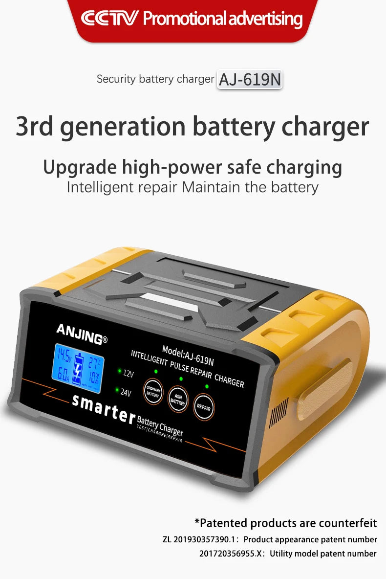 Smart 12V/24V Automatic Car Battery Charger
