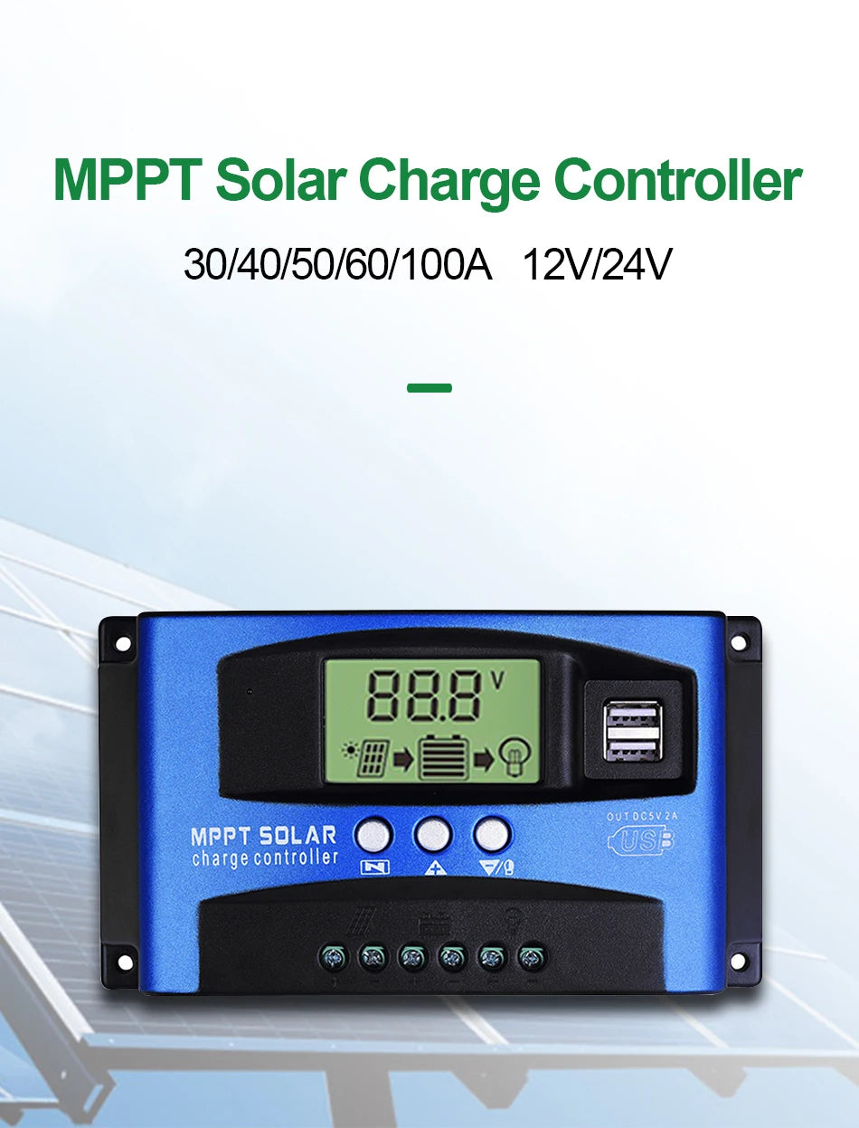 MPPT Solar Charge Controller 100A Dual USB LCD