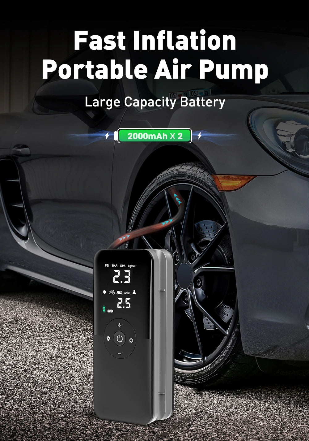 CARSUN Cordless Tire Inflator – Inflate Anywhere, Anytime!
