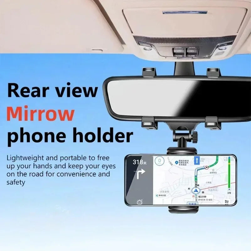 Foldable Rearview Mirror Car Phone Holder