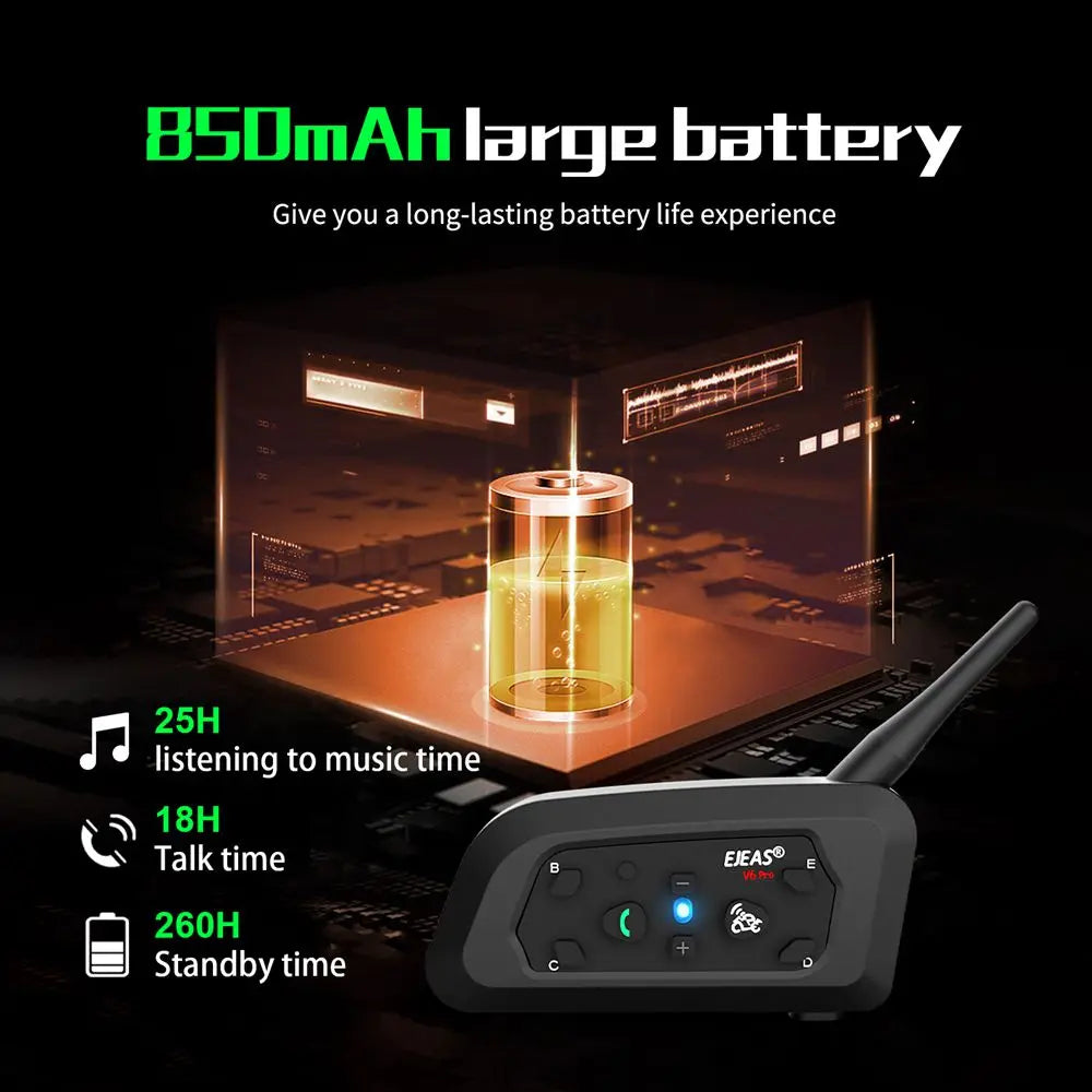 EJEAS V6 PRO+ Bluetooth Motorcycle Intercom 800M