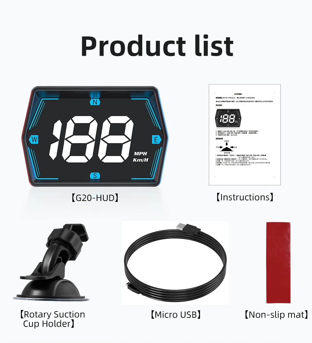 HD GPS Heads-Up Display – Speed & Compass Clarity!