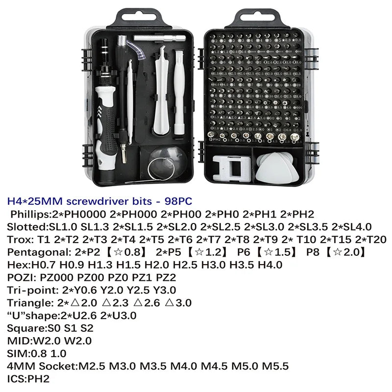 115 in 1 Magnetic Screwdriver Set Precision Multi Hand Tool.