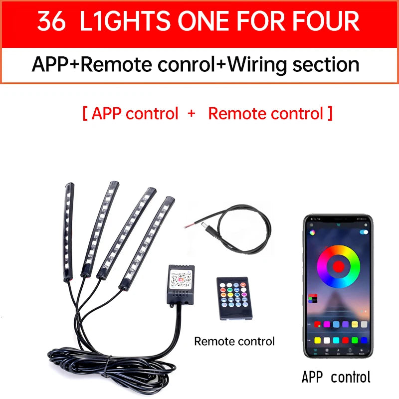 LED Motorcycle Car Ambient Light Strip Kit