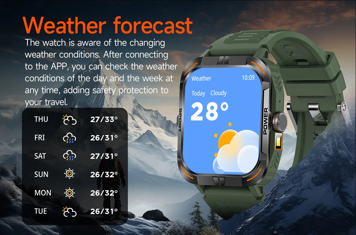 AMOLED Smart Watch with Flashlight & Compass