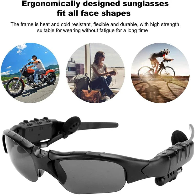 Smart Wireless Glasses with Bluetooth Earbuds & Mic