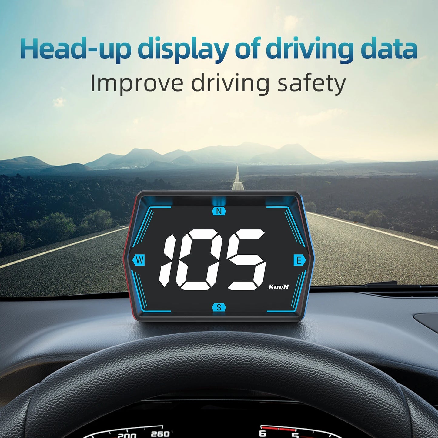 HD GPS Heads-Up Display – Speed & Compass Clarity!