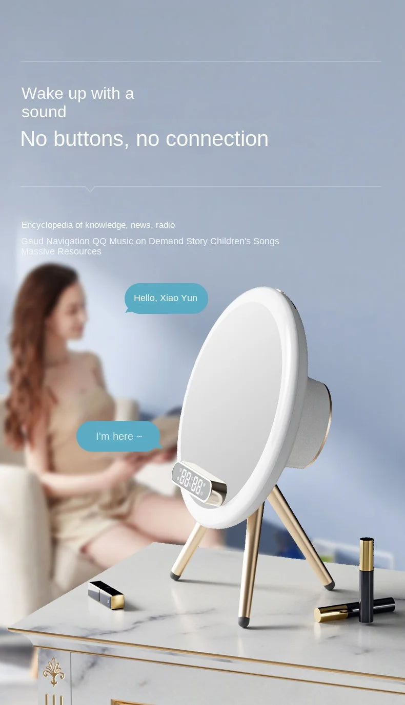 Smart Bluetooth Makeup Mirror with Wireless Charger