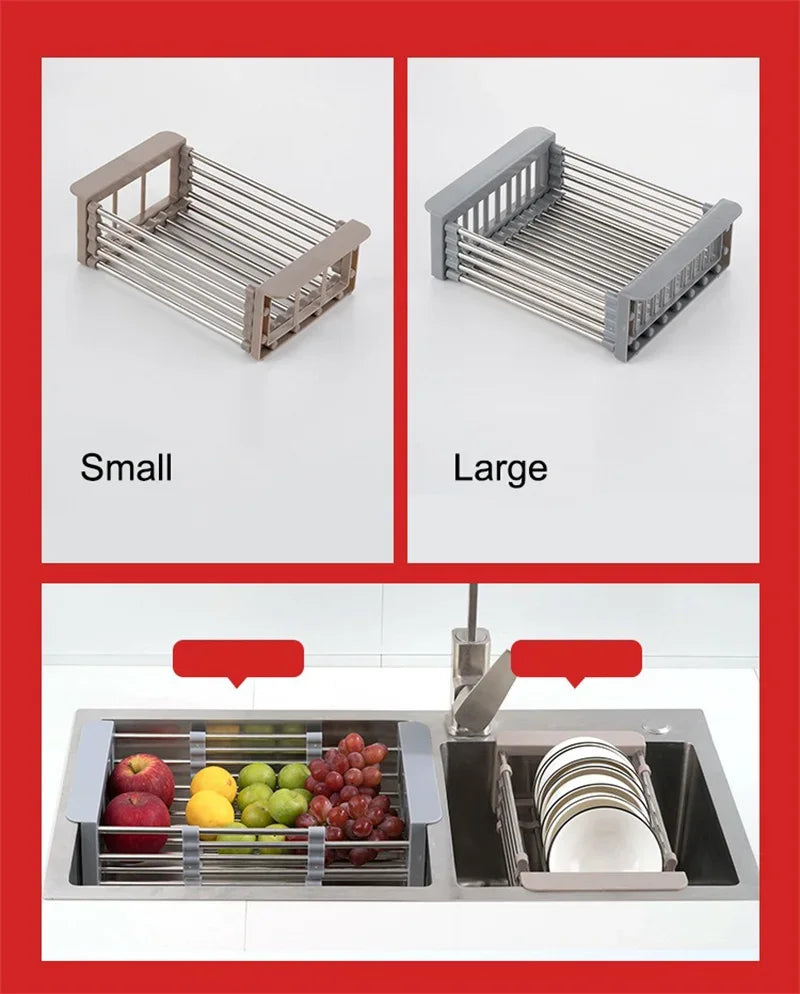 Extendable Stainless Steel Sink Rack – Dry, Rinse & Store