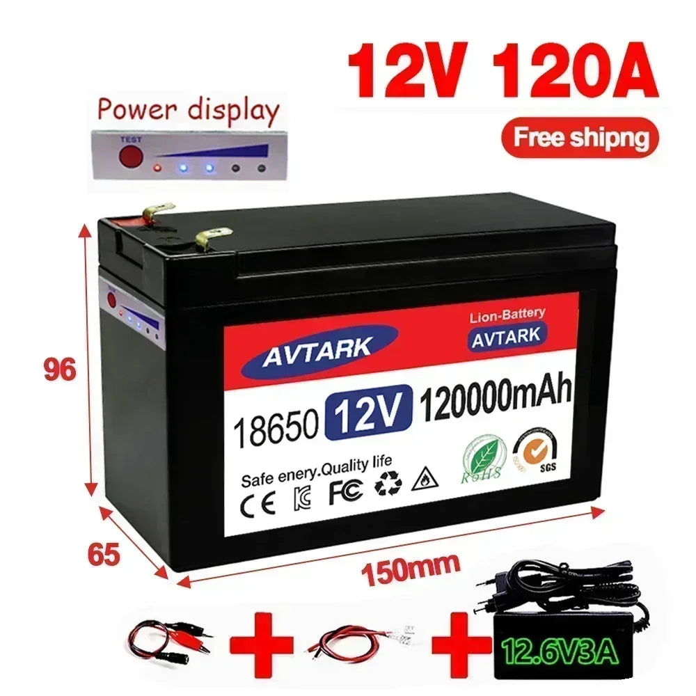 12V 120Ah 18650 Lithium Battery with 30A BMS
