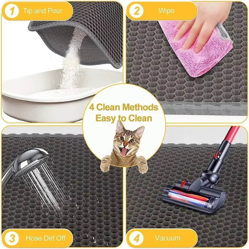 Large Cat Litter Mat – Waterproof & Double Layer for Easy Cleanup!