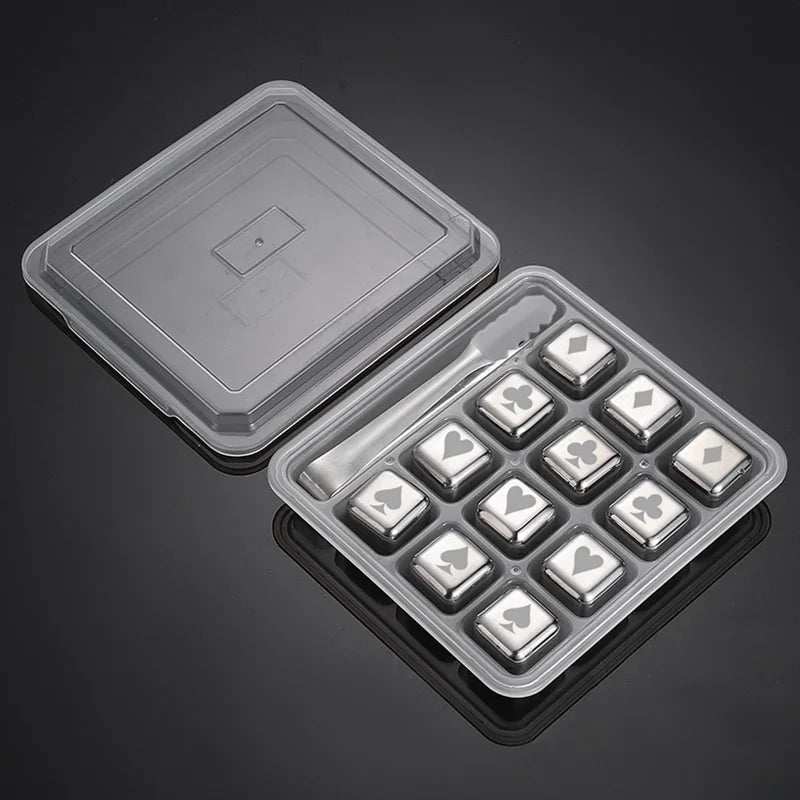 Reusable 304 Steel Whiskey Ice Cubes Set