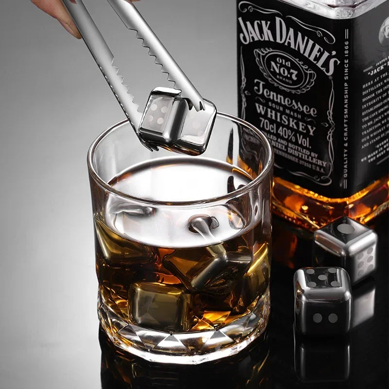 Reusable 304 Steel Whiskey Ice Cubes Set