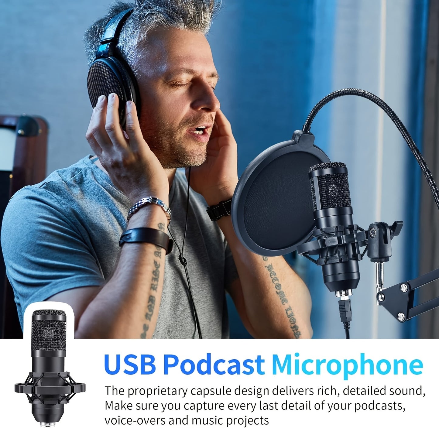 192kHz USB Condenser Microphone for Streaming
