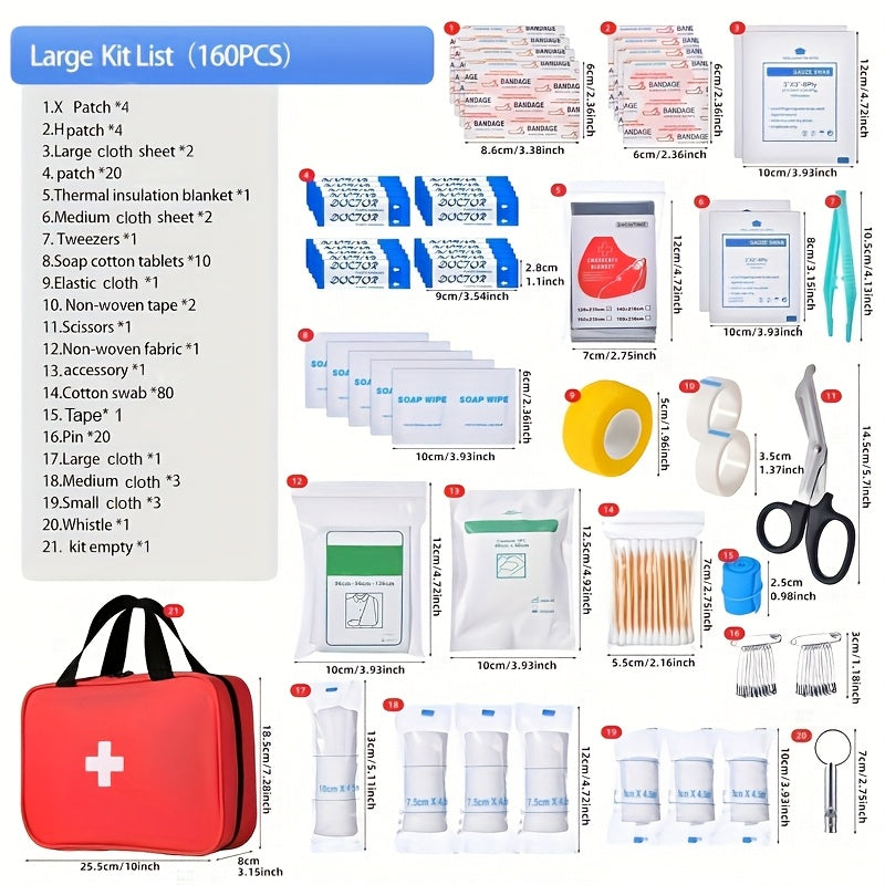 160pcs Outdoor First Aid Kit Bag Compact