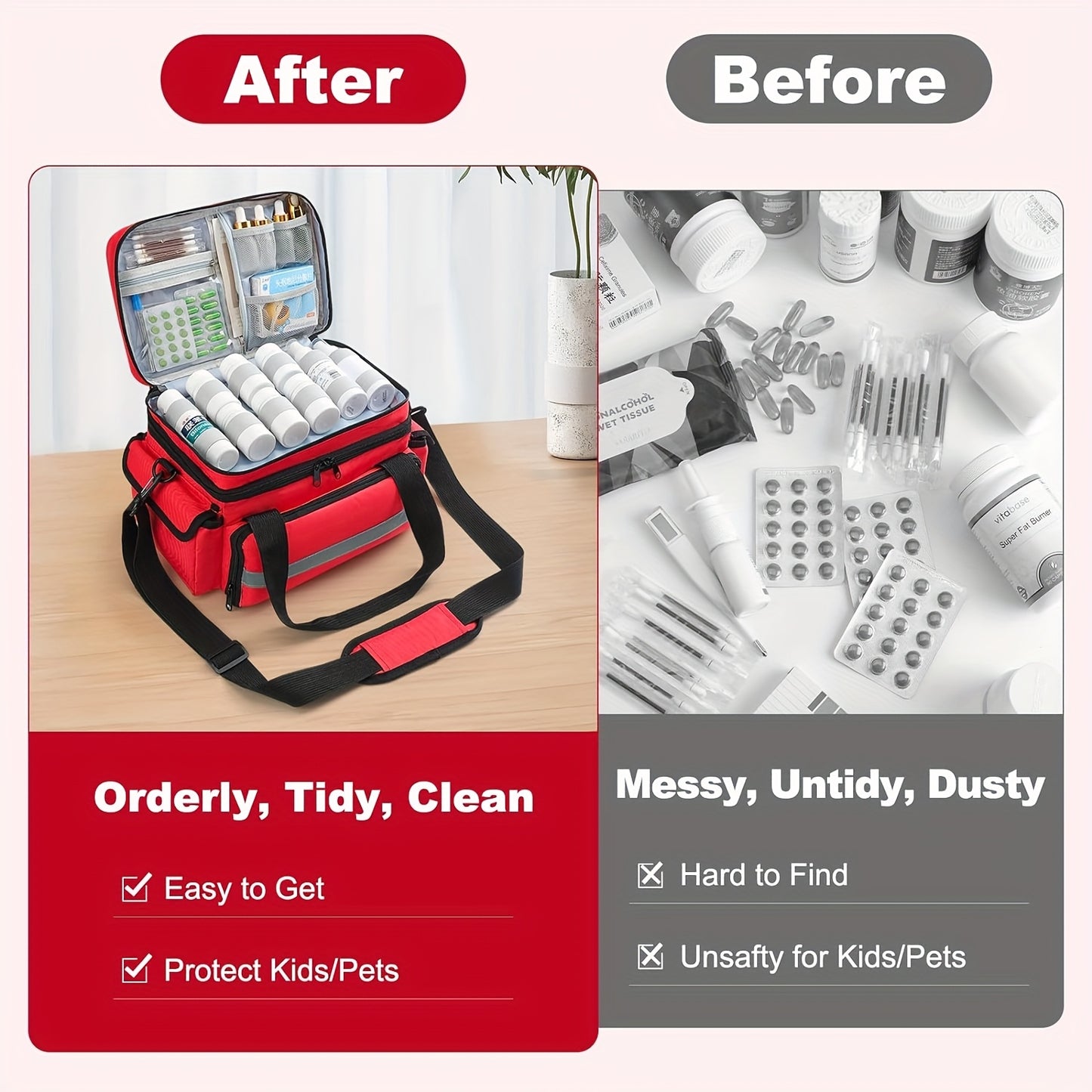 Portable Double-Layer Medicine Organizer Bag