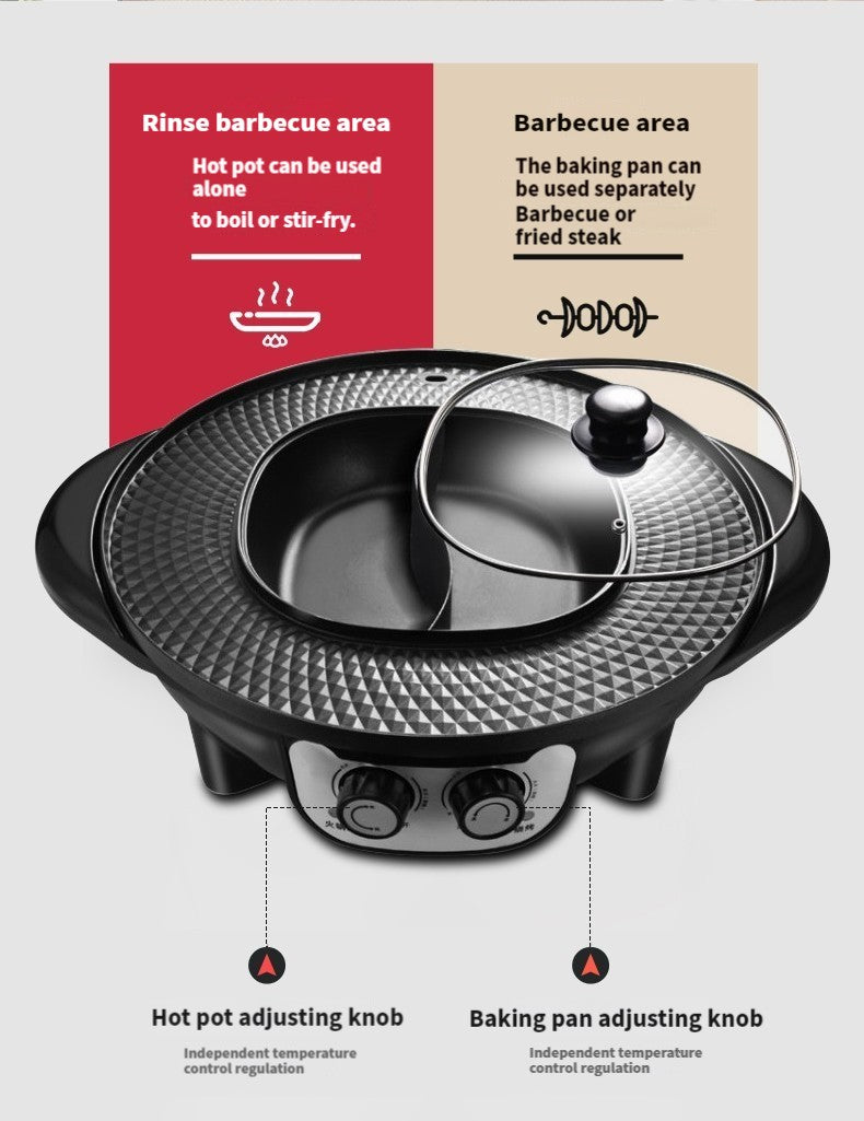 Electric Smokeless BBQ Grill & Hot Pot Duo