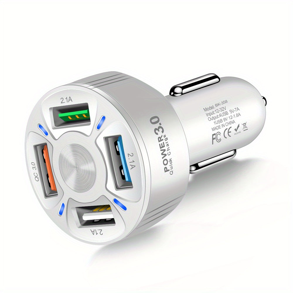 4-in-1 USB Car Charger – Fast Multi-Port Adapter - Clickilix