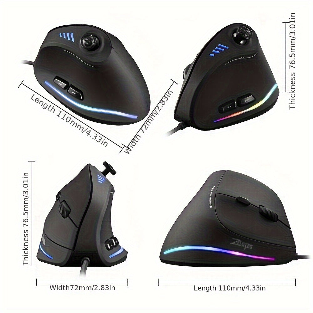 C18 Vertical Gaming Mouse with Custom Macro & Grip - Clickilix