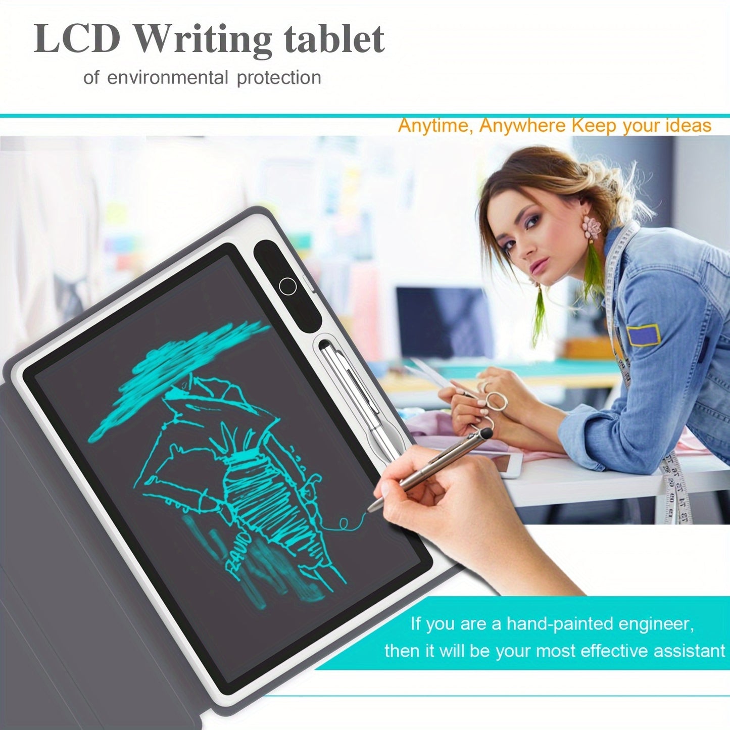 10-Inch LCD Writing Tablet with Leather Case – Digital Memo - Clickilix