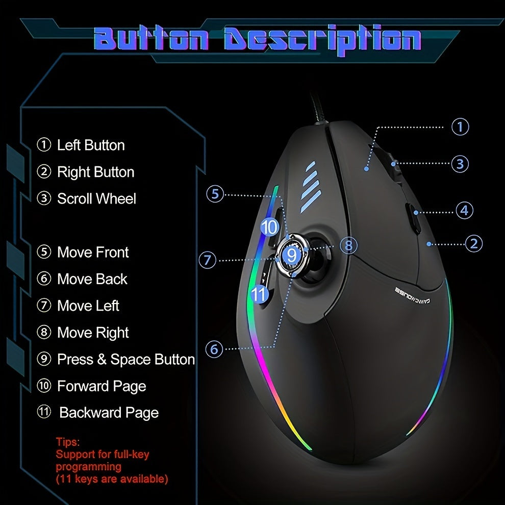 C18 Vertical Gaming Mouse with Custom Macro & Grip - Clickilix