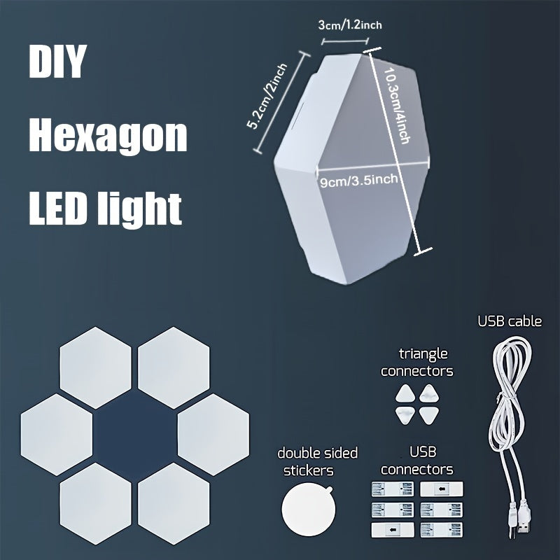6-Pack Touch Control Hexagonal LED Wall Lights