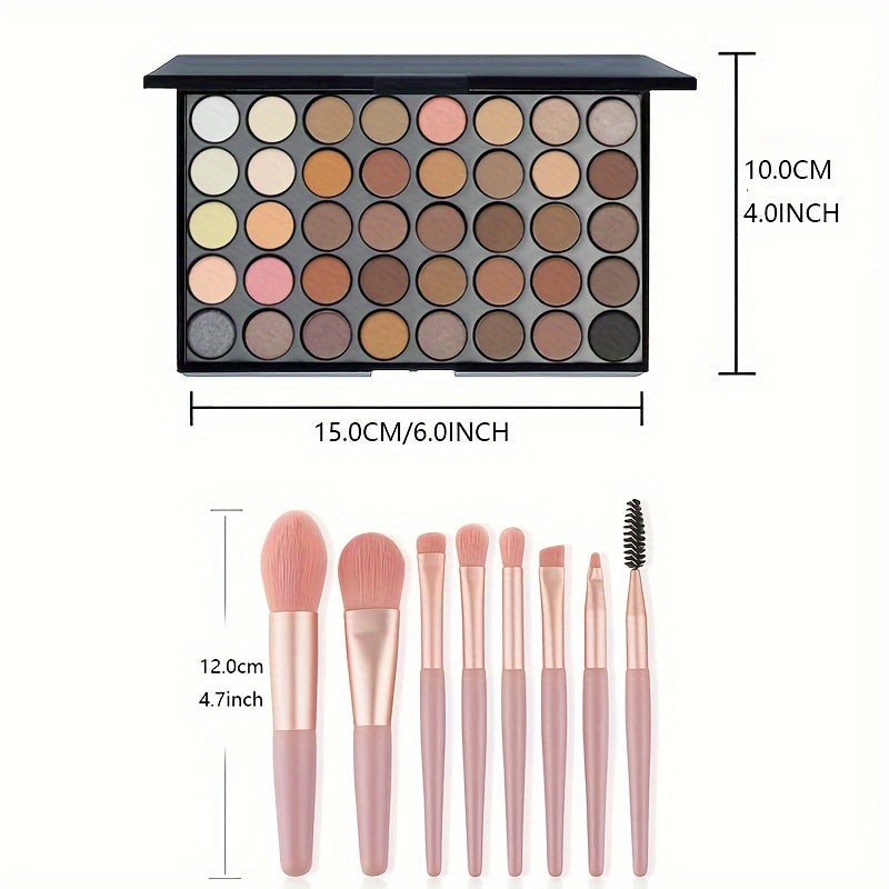 40-Color Eyeshadow & 8PC Brush Set for Women - Clickilix