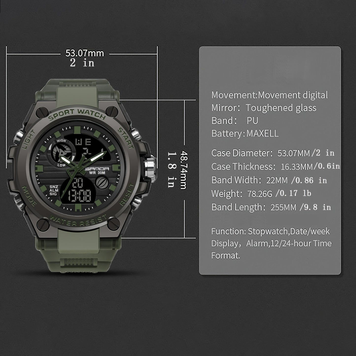 HOOSHU SportsMaster Men’s Outdoor Dual Watch - Clickilix