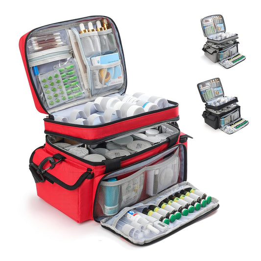 Portable Double-Layer Medicine Organizer Bag