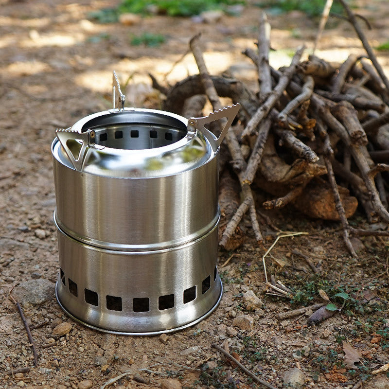 Mini Stainless Steel Camping Stove – Wood Burning